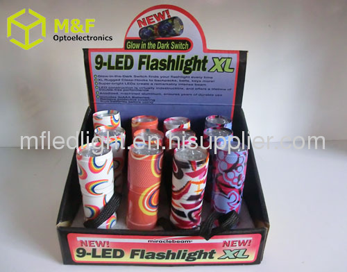 High power 9LED aluminum flashlight aaa battery