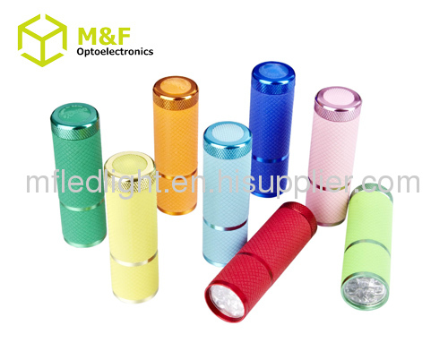 Battery operated 9LED flashlight torch with flourescent rubber coat