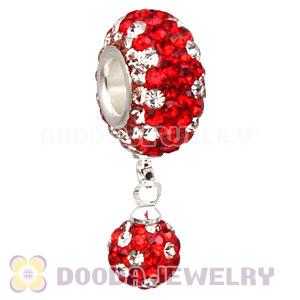 european Pave Crystal Dangle Charm With Silver Plated Core Wholesale