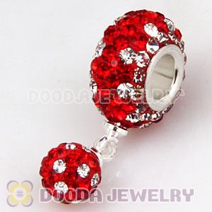 european Pave Crystal Dangle Charm With Silver Plated Core Wholesale