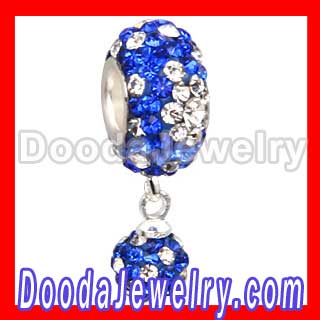 european Crystal Dangle Charms Pave Crystal Beads With Silver Plated Core Wholesale