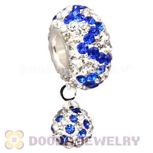 european Crystal Dangle Charms Pave Crystal Beads With Silver Plated Core Wholesale