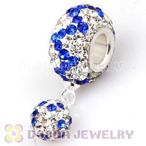 european Crystal Dangle Charms Pave Crystal Beads With Silver Plated Core Wholesale