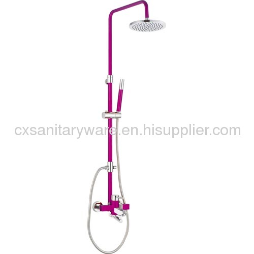  Aluminum sliding bar shower sets purple color new style hot saling