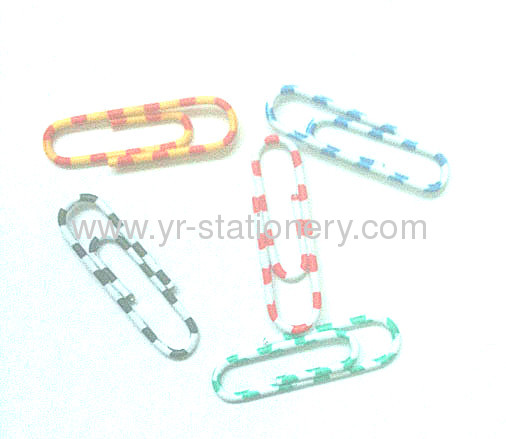 Colourful metal paper clip with plastic cover