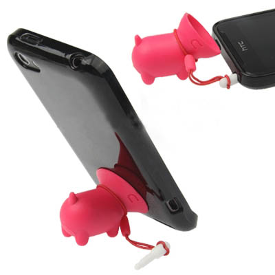 Cute Dog Mobilephone Device Stand / Anti-dust Stopper (Magenta)