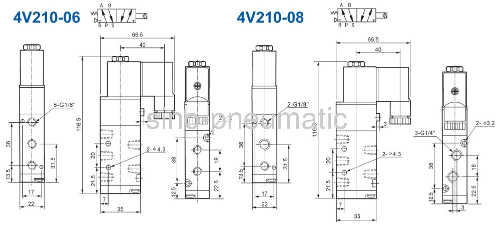 4V210-085/2 way 0.15-0.8 Mpa Solenoid valve