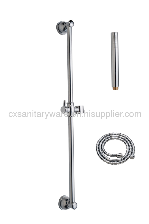 Stainless steel & brass sliding bar shower set