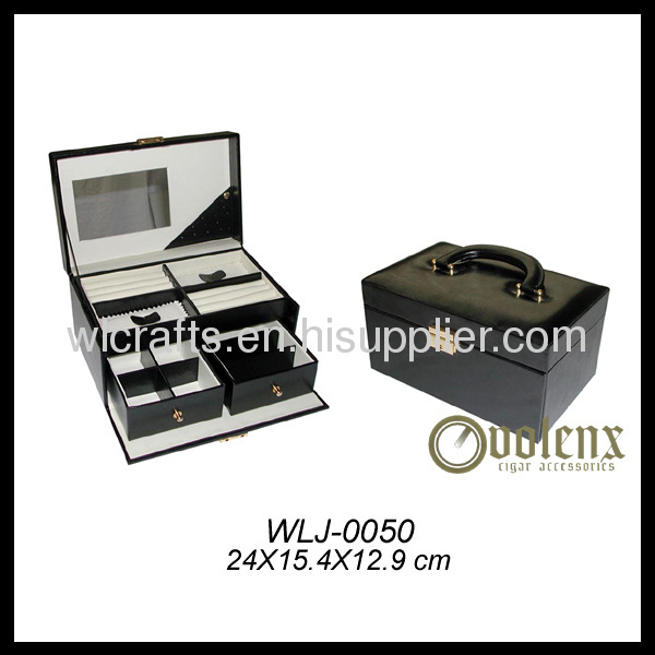 fashion black leather jewelry box