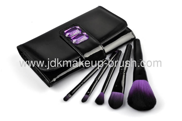 Fashion 5 PCS Travel Makeup Brush Kit Set with PU pouch 