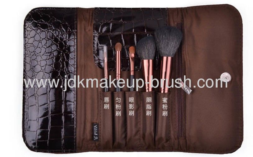 Animal Hair 5pcs Cosmetic brush set with PVC pouch