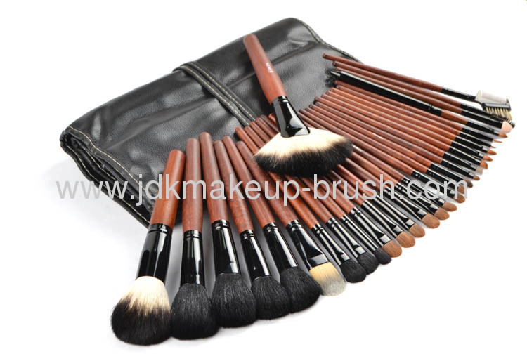 professional!Brown case 30pcs makeup brush set wooden makeup brushes