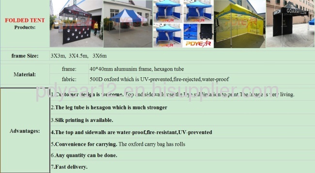 promotional advertising 3*3m pop up tent