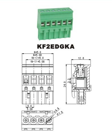 94v-0 300V 15A 5.08 pitch raising clamp terminal block KF2EDGKA