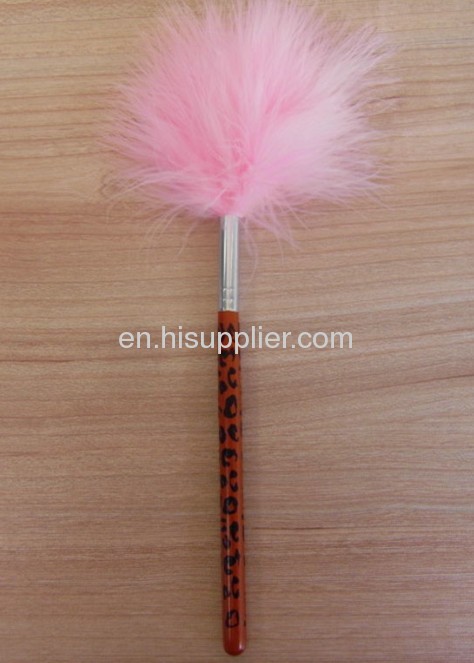 Turkey Leather Powder brush with Leopard handle