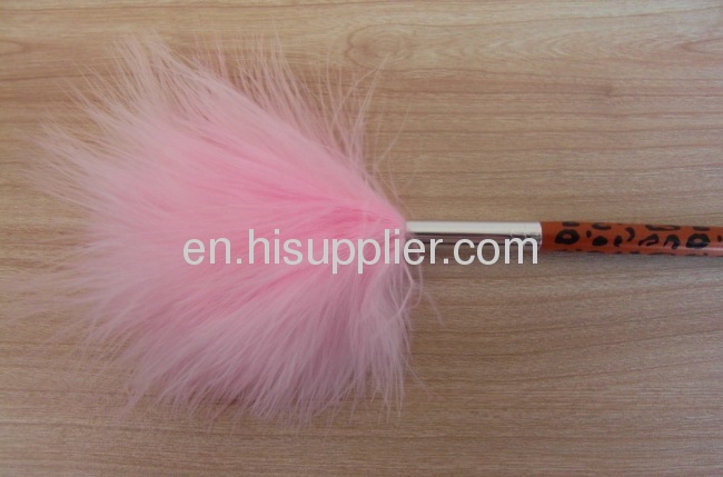 Turkey Leather Powder brush with Leopard handle