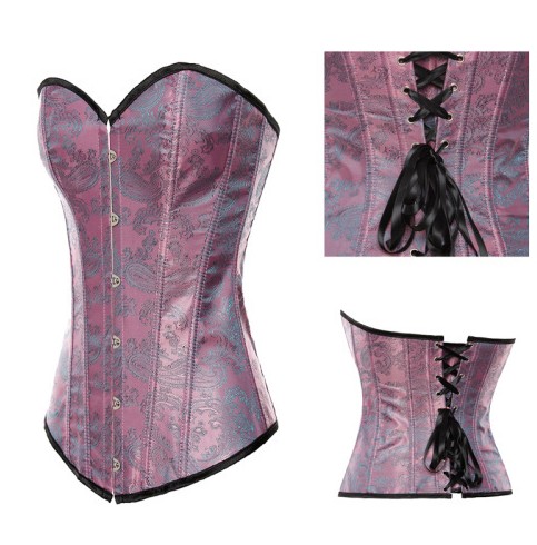 Flower parttern purple overbust corset