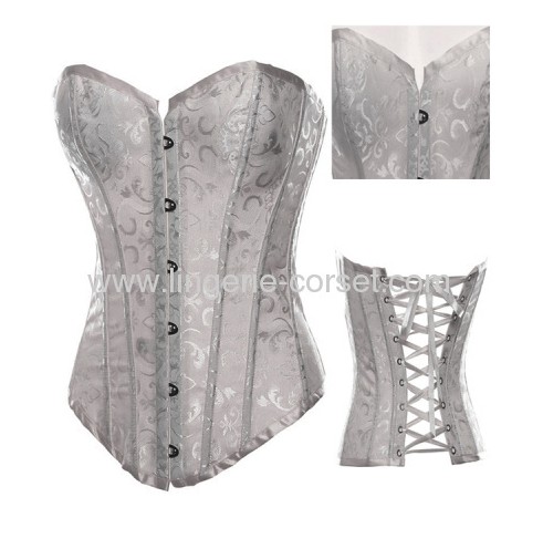 sexy white calico overbust corset