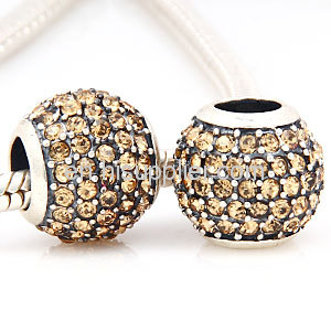 european 925 Sterling Silver Beige Swarovski Silver Crystal Beads