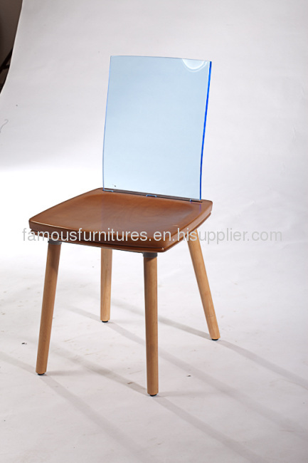 Simple ash wood acrylic seat back side dining chairs reception room chairs 