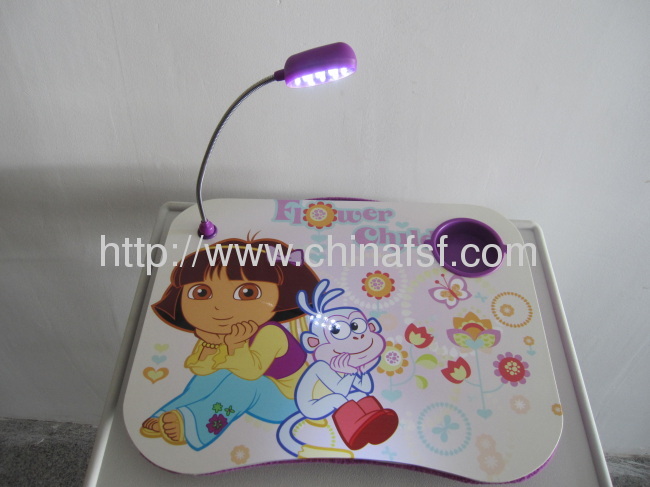 aptop table with LED light with drink cupholder and pen holder different design and size for choosing