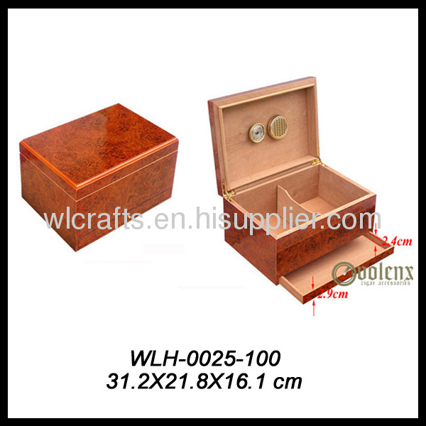 Cigar Tobacco Leaf Wooden Humidor Box