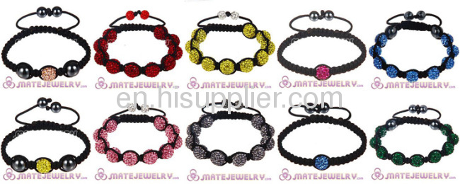 Pave Crystal Disco Beads Wrap Leather Bracelet Magnetic Clasp