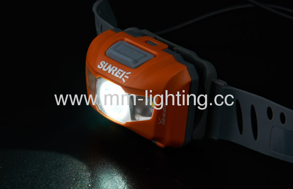 1*Cree R3 LED+2*white LED Headlamp