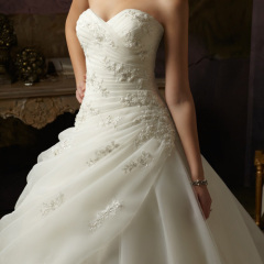 GEORGE BRIDE ELegant Strapless Ball Gown Satin Wedding Dress