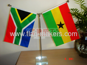 table flag with Square white Crystal stand