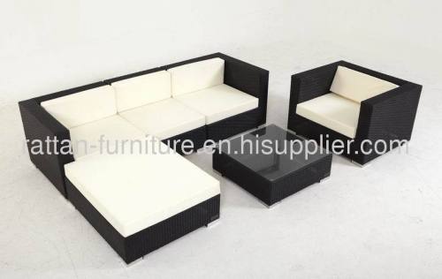 Outdoor garden rattan furniture modern sofa set lounger 6pcs