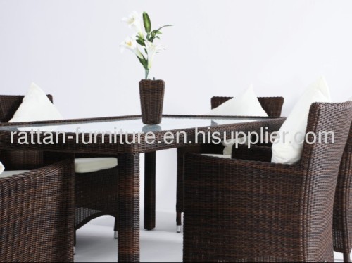 PE rattan outdoor dining room furniture table and chair 7pcs