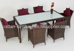 PE rattan outdoor dining room furniture table and chair 7pcs