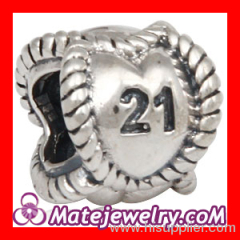 Silver european Number 21 Charm