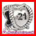 Silver european Number 21 Charm