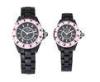 Couple Style Red Crystal Ring Surface Stone Dial Ladies Ceramic Watches for Promotion