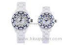 Water proof Japan Quartz Unisex White Ceramic Watches For men and ladies