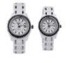 Branded Analog Quartz Couple White Ceramic Watches With Sapphire Glass