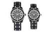 3 ATM Couple Style Quartz Watch, Black Ceramic Watches With Swiss Movt