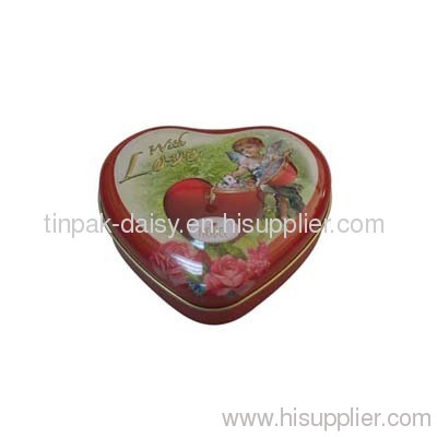 small heart shaped chocolate tin box