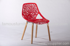 red PP steel tube simple hollow carved dining Chairs