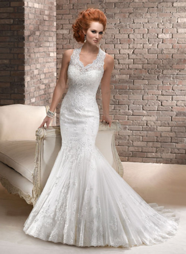 GEORGE BRIDE Strap Lace Mermaid Wedding Dress With Special Back Design