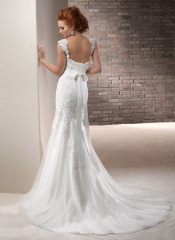 GEORGE BRIDE Removable Lace Strap Split-front Chapel Train Wedding Dress