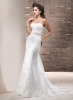 GEORGE BRIDE Strapless Lace Over Satin Court Train Bridal Dress