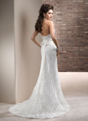 GEORGE BRIDE Strapless Lace Over Satin Court Train Bridal Dress