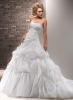 GEORGE BRIDE Ball Gown Organza Over Satin Wedding Dress With Lace Appliques