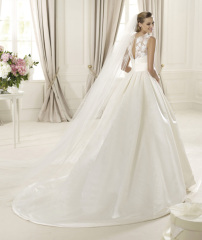 GEORGE BRIDE Lace And Royal Satin Ball Gown With Beaded Details And Pockets