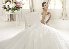 GEORGE BRIDE Royal Tulle A-Line sleeves With Rebrode Lace wedding dress