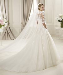 GEORGE BRIDE Royal Tulle A-Line sleeves With Rebrode Lace wedding dress