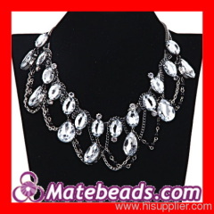 Fashion Accessories Rhinestone Alloy Link Chain Tassel Necklace